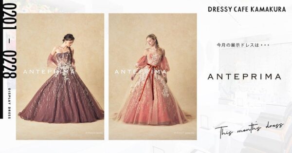 【DRESSY CAFE KAMAKURA】2月のディスプレイドレスは「ANTEPRIMA」のウェディングドレスを期間限定でお届けいたします。