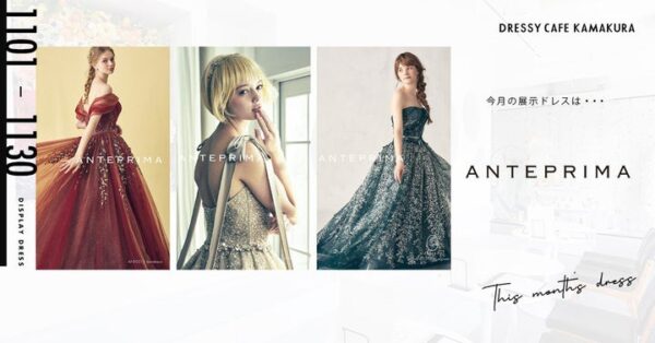 【DRESSY CAFE KAMAKURA】11月のディスプレイドレスは「ANTEPRIMA」のウェディングドレスを期間限定でお届けいたします。