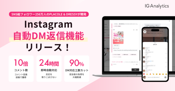 SNS総フォロワー数256万人のプラコレが開発するSNS運用ツール「IG Analytics」、Instagram自動DM返信機能をリリース＆サービスサイト全面リニューアル